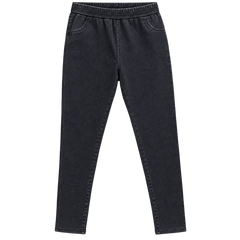 Dark Acid Wash Elastic Waist Denim Pants - K-157