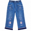 Hello Kitty Embroidered Denim Pants with Fringe Hem - K-145