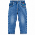 Acid Wash Elastic Waist Denim Pants - K-160