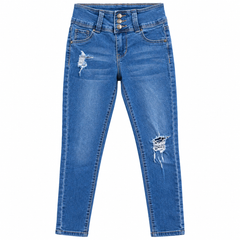 High Waist Distressed Denim Jeans - K-151
