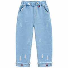 Distressed Baggy Denim Jeans with Elastic Waist - K-137