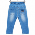 Elastic Waist Light Blue Denim Jeans with Adjustable Buckle - K-128