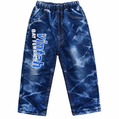 Tie-Dye Denim Pants with "Vintage" Print And Back Pocket - K-146