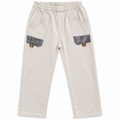 Elastic Waist Cotton Pants with Contrast Patch Pockets - K-135