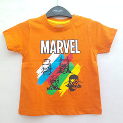 Marvel Superhero Crew T-Shirt - 4 Character Faces, Brushstroke Art - K-67