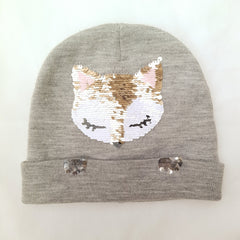 Grey Sequin Cat Design Kids - R-69