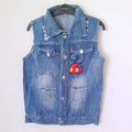 Sleeveless Denim Jacket Vest - Mickey Embroidery 4 Pockets - K-206