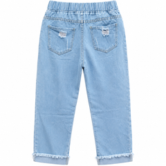 Distressed Baggy Denim Jeans with Elastic Waist - K-137