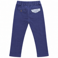 Elastic Waist Cotton Pants with Button And 2 Front Pocket - K-133