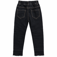 Black Denim Jeans with Red Heart Patch - K-150