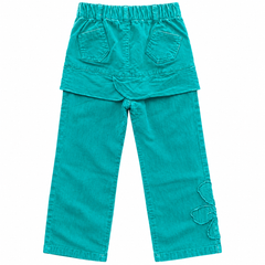 Corduroy Pants with Button Detail & Flower Patch - K-140