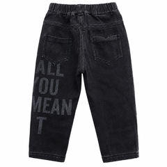 Elastic Waist Denim Pants With Back Pocket - K-138