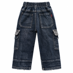 Denim Cargo Pants with Patches - K-154