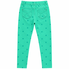 Star Print Skinny Pants with Button And 2 Back Pocket - K-134