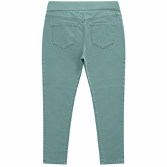 Sage Green Slim Fit Pull-On Pants With 2 Back Pocket - W-123