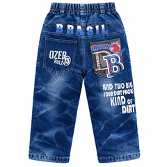 Tie-Dye Denim Pants with "Vintage" Print And Back Pocket - K-146