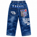 Tie-Dye Denim Pants with "Vintage" Print And Back Pocket - K-146