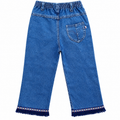 Hello Kitty Embroidered Denim Pants with Fringe Hem - K-145