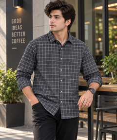 Full Sleeves Button Down Check Printed Shirt - M-148