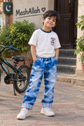Denim Pants with Checkered Cuffs And Side Back Pocket - K-139