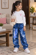 Tie-Dye Denim Pants with "Vintage" Print And Back Pocket - K-146