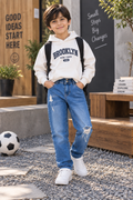 High Waist Distressed Denim Jeans - K-151