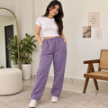 Crinkle Wide Leg Pull-On Pajama With 2 Front Pocket - W-124