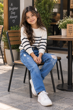 High Waist Distressed Denim Jeans - K-151