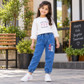 Jogger Style Denim Pant with 2 Back Pocket And Bold Print - K-123