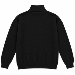 Black & Grey 2-in-1 Double Layer Illusion High Neck Sweater -W-176