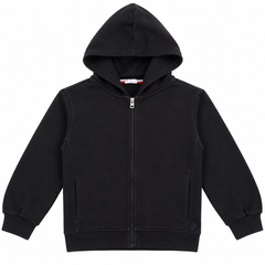 Kids Plain Black Zipper Hoodie With 2 Side Pocket - K-196