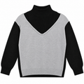 Black & Grey 2-in-1 Double Layer Illusion High Neck Sweater -W-176