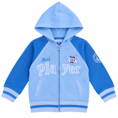 Baby Boy Best Player Two-Tone Hoodie Bomber Jacket - K-191