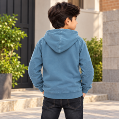 Dusty Green Garment  Zipper Hoodie with Elbow Patch With Cangro Pocket - K-201