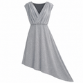 Glitter Wrap Dress Pleated Bodice, Asymmetric Hem, Lined - W-74