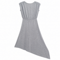 Glitter Wrap Dress Pleated Bodice, Asymmetric Hem, Lined - W-74