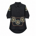 Embroidered Tunic - Mandala Work High-Low Hem - W-76
