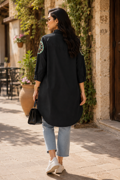 Embroidered Tunic - Mandala Work High-Low Hem - W-76
