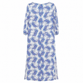 White Blue Paisley Printed Kurta - Tasseled Neck - W-77