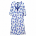 White Blue Paisley Printed Kurta - Tasseled Neck - W-77