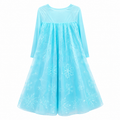 Ice Blue Gown - Full Sleeves, Attached Cape, Sequin, Snowflake Print - K-49