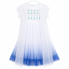 Ombre Elsa Dress - Sequin Bodice, Tulle Skirt, With Shimmery Cape - K-52