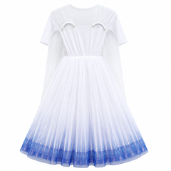 Ombre Elsa Dress - Sequin Bodice, Tulle Skirt, With Shimmery Cape - K-52