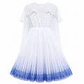 Ombre Elsa Dress - Sequin Bodice, Tulle Skirt, With Shimmery Cape - K-52