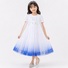 Ombre Elsa Dress - Sequin Bodice, Tulle Skirt, With Shimmery Cape - K-52