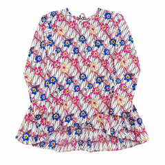 Colorful Floral High-Low Top - Full Sleeve, Peplum - W-71