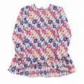 Colorful Floral High-Low Top - Full Sleeve, Peplum - W-71