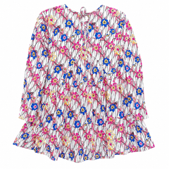 Colorful Floral High-Low Top - Full Sleeve, Peplum - W-71