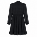 Georgette Dress, Smocked Waist, Ruffle Hem - W-72