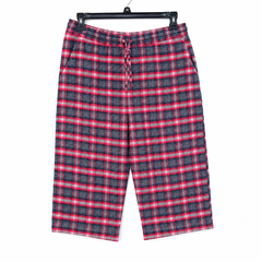 Red-Navy Check Capri Lounge Pajama - Elastic Waist - M-120